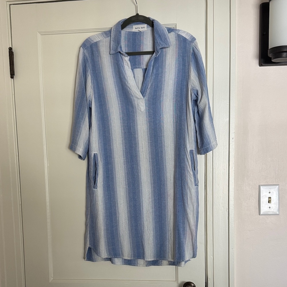 Bella Dahl Long Sleeve Blue and White Dress